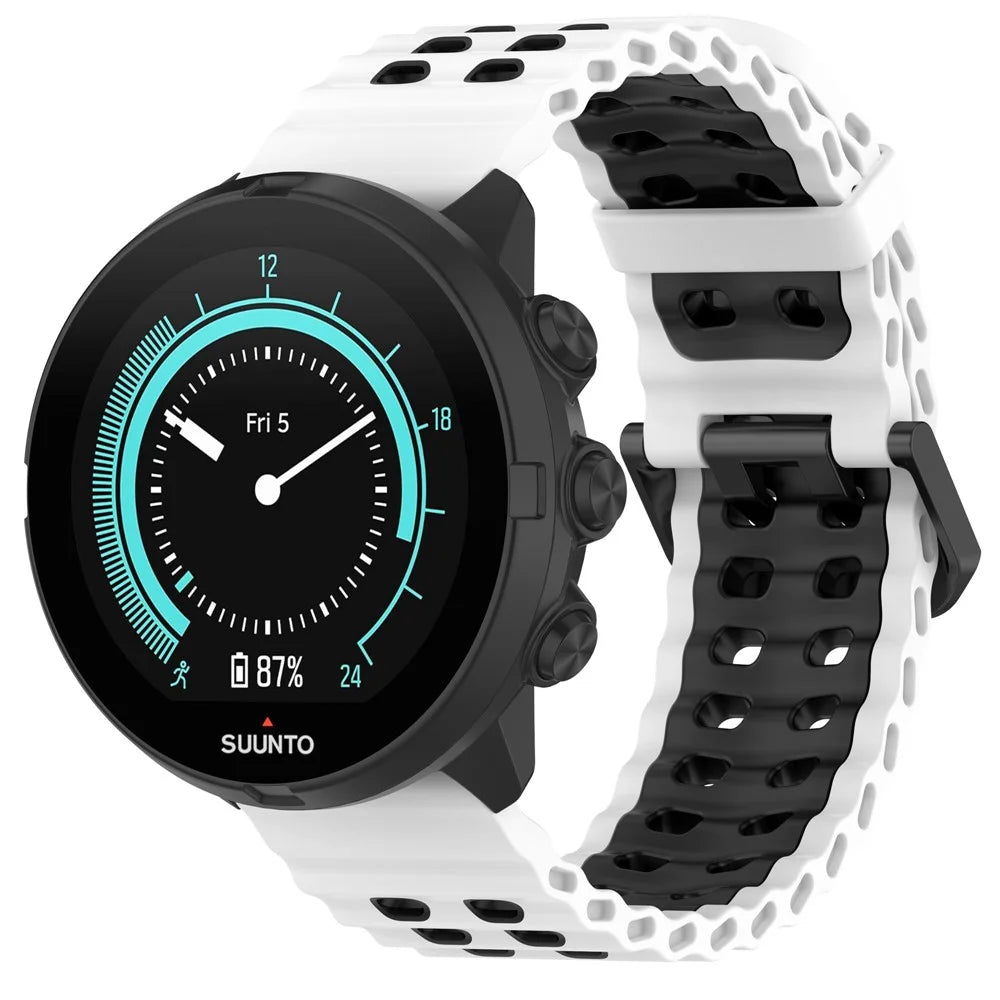 Watch Band for Suunto Spartan Sport / 9 / 7 Dual Color Silicone Strap - White + Black - 2