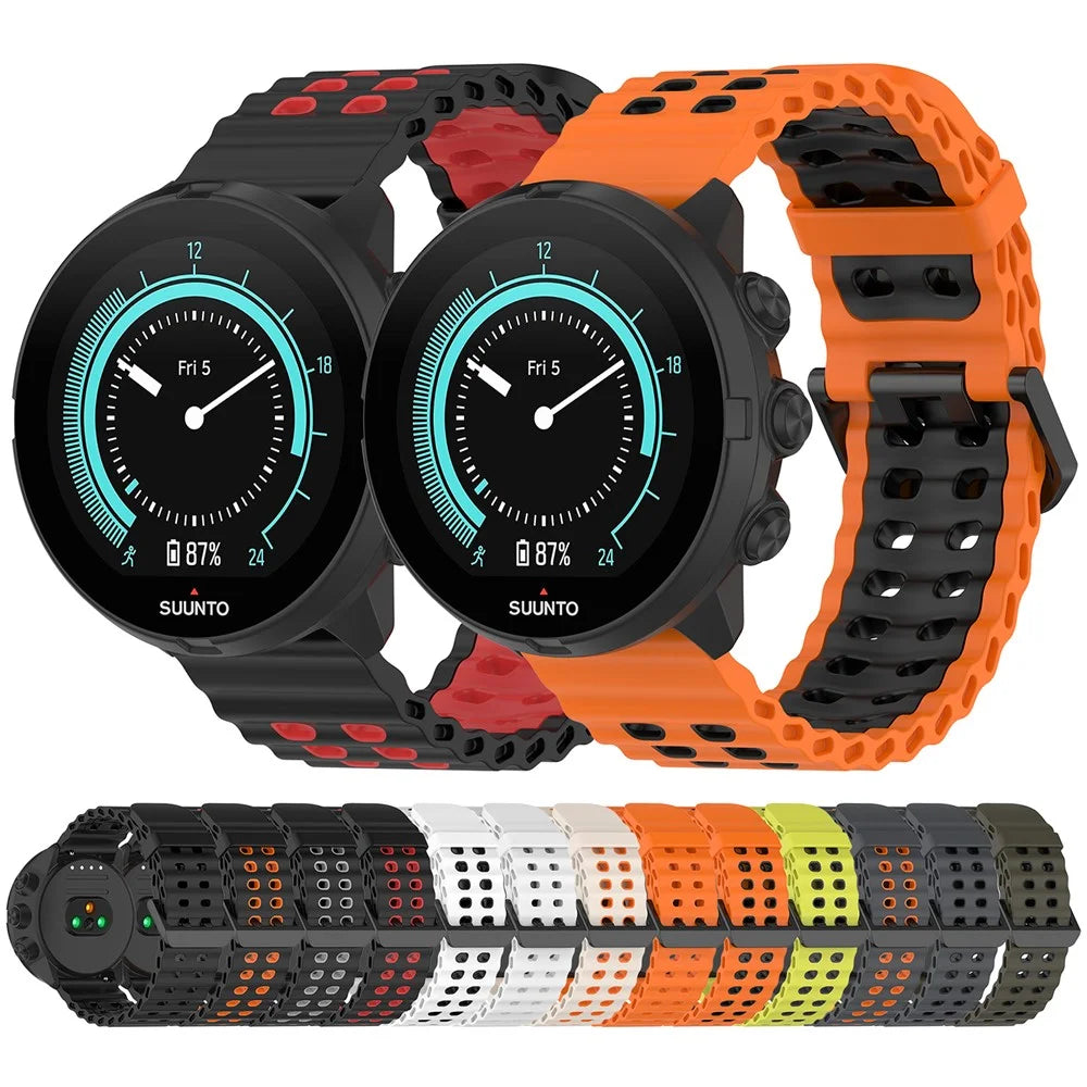 Watch Band for Suunto Spartan Sport / 9 / 7 Dual Color Silicone Strap - White + Black - 5