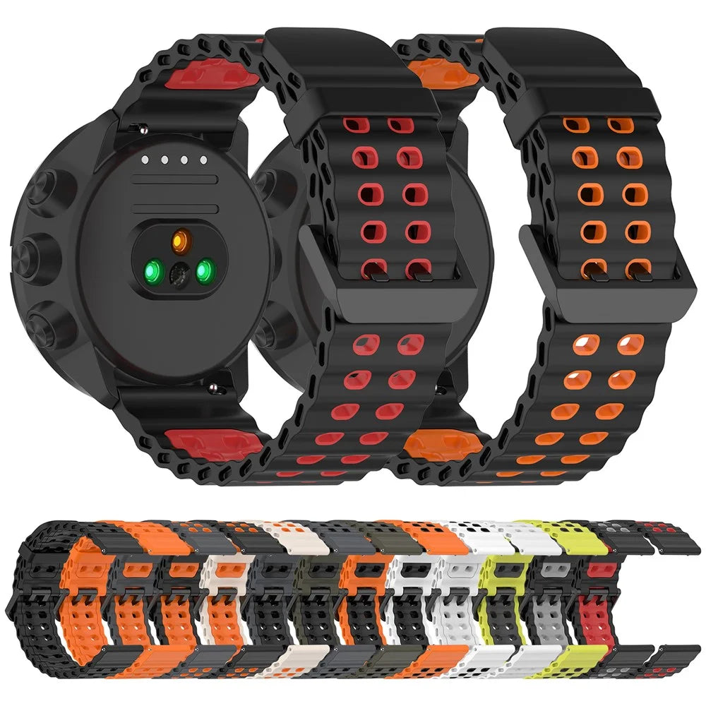 Watch Band for Suunto Spartan Sport / 9 / 7 Dual Color Silicone Strap - White + Black - 6