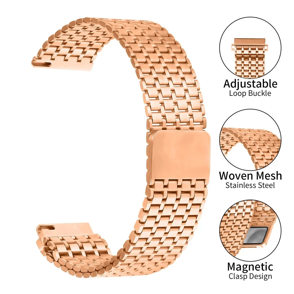 For Garmin Forerunner 265 Bands Adjustable Stainless Steel Magnetic Clasp Watchband Wrist Strap - Rose Gold - 4