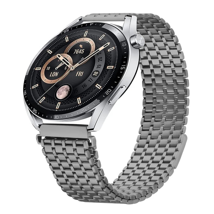 For Garmin Forerunner 265 Music Bands Adjustable Stainless Steel Magnetic Clasp Watchband Wrist Strap - Titanium - 2
