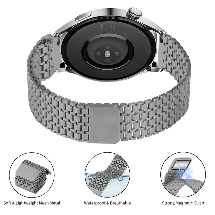 For Garmin Forerunner 255 Music Bands Adjustable Stainless Steel Magnetic Clasp Watchband Wrist Strap - Titanium - 3