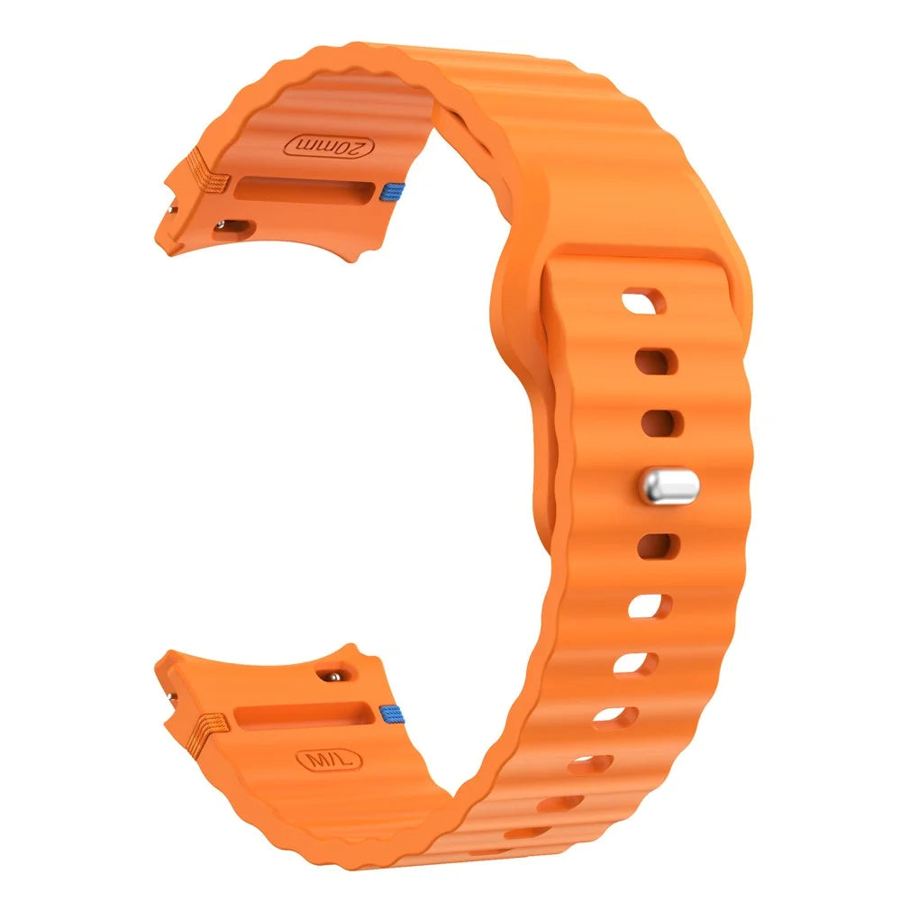 Watch Band For Samsung Galaxy Watch7 40mm 44mm / Watch6 40mm 44mm Wave Silicone Wrist Strap - Orange - 1