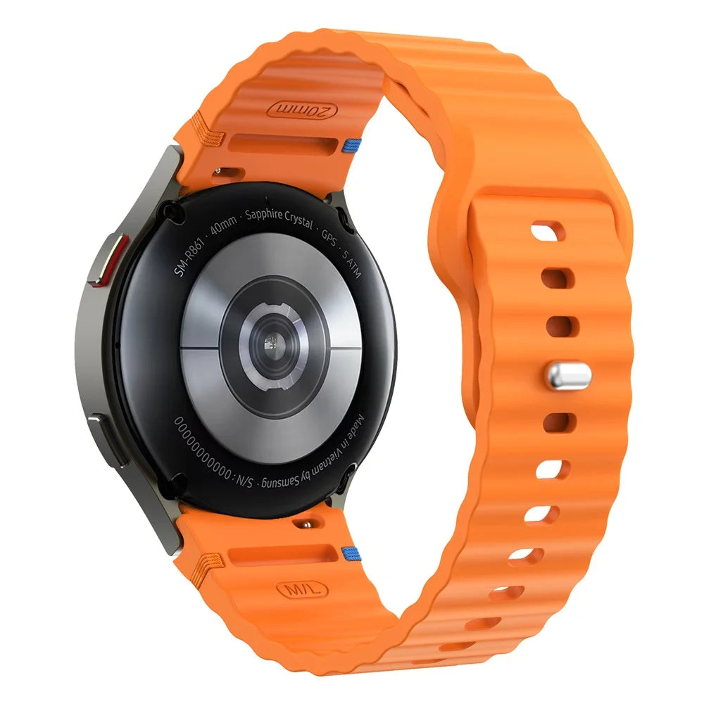 Watch Band For Samsung Galaxy Watch7 40mm 44mm / Watch6 40mm 44mm Wave Silicone Wrist Strap - Orange - 2