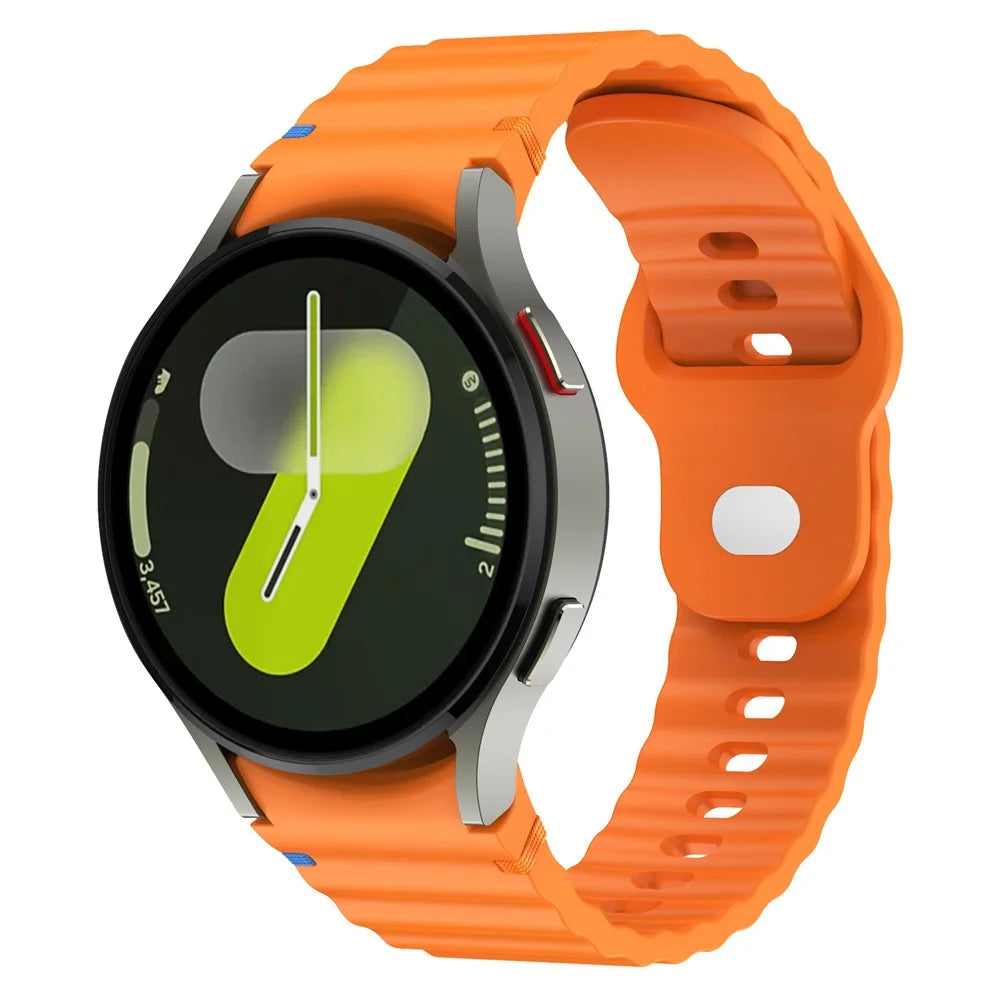 Watch Band For Samsung Galaxy Watch7 40mm 44mm / Watch6 40mm 44mm Wave Silicone Wrist Strap - Orange - 3