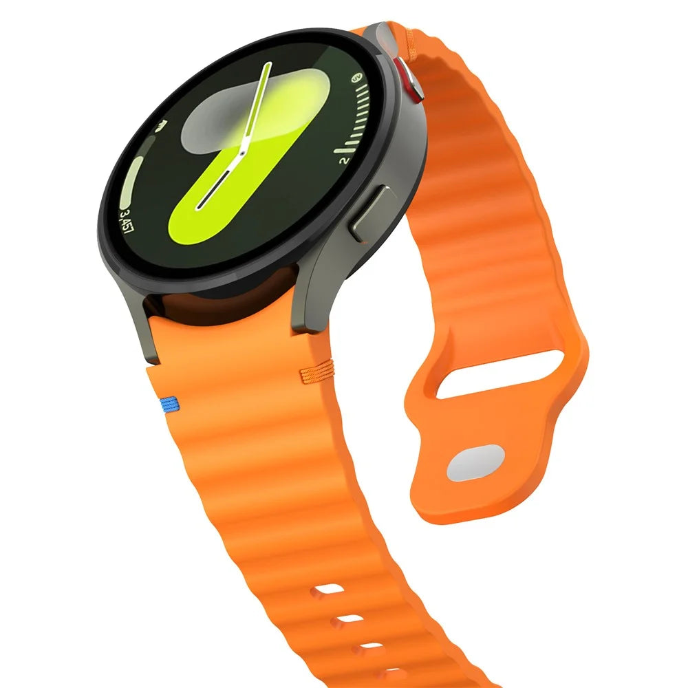 Watch Band For Samsung Galaxy Watch7 40mm 44mm / Watch6 40mm 44mm Wave Silicone Wrist Strap - Orange - 4