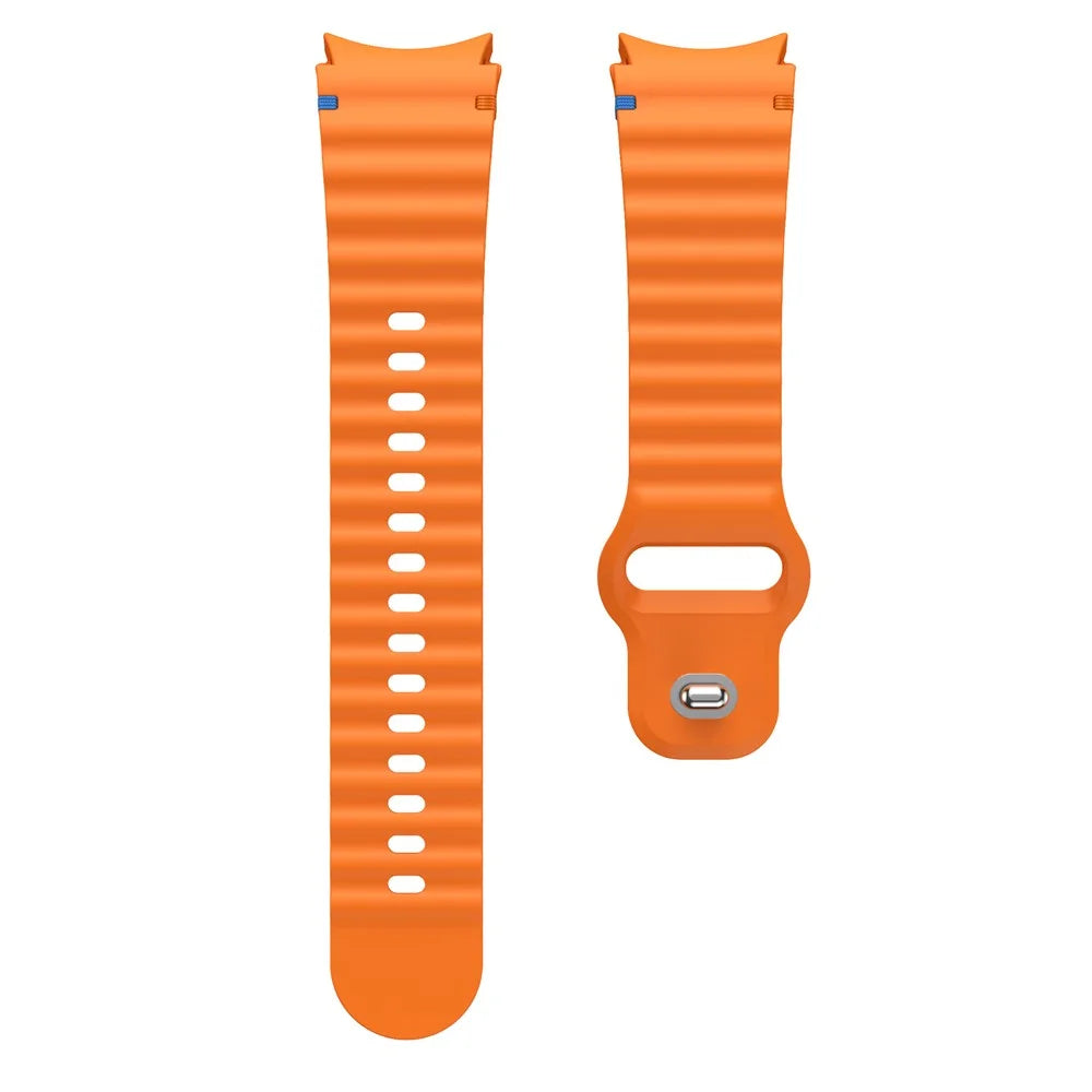 Watch Band For Samsung Galaxy Watch7 40mm 44mm / Watch6 40mm 44mm Wave Silicone Wrist Strap - Orange - 5