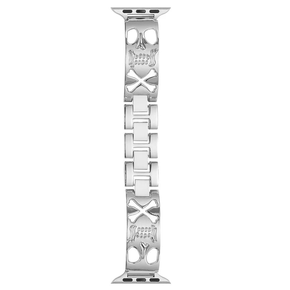 Watch Band For Apple Watch Series 11 10 42mm / 9 8 7 41mm / SE3 SE2 SE 6 5 4 40mm / 3 2 1 38mm Skull Design Breathable Metal Alloy Strap - Silver - 1