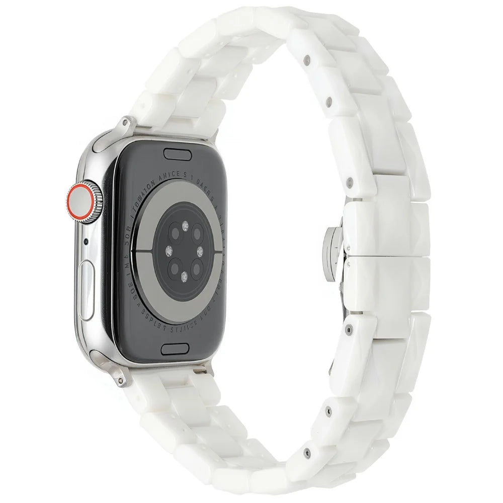Watch Band For Apple Watch Series 11 10 42mm / 9 8 7 41mm / SE3 SE2 SE 6 5 4 40mm / 3 2 1 38mm Ceramic Rhombus Grid Pattern Strap - White - 1