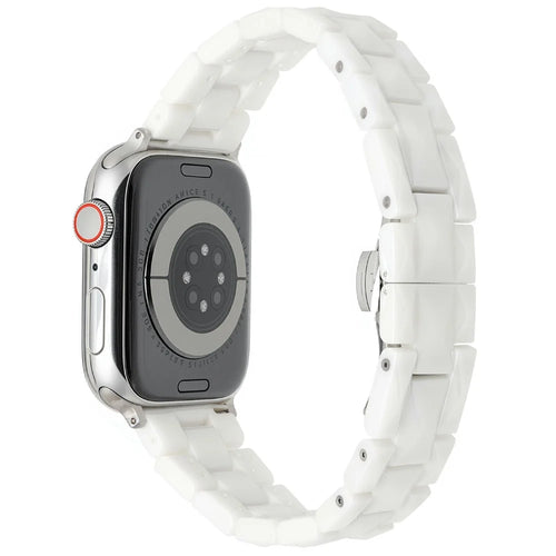 Watch Band For Apple Watch Series 11 10 42mm / 9 8 7 41mm / SE3 SE2 SE 6 5 4 40mm / 3 2 1 38mm Ceramic Rhombus Grid Pattern Strap - White - 1