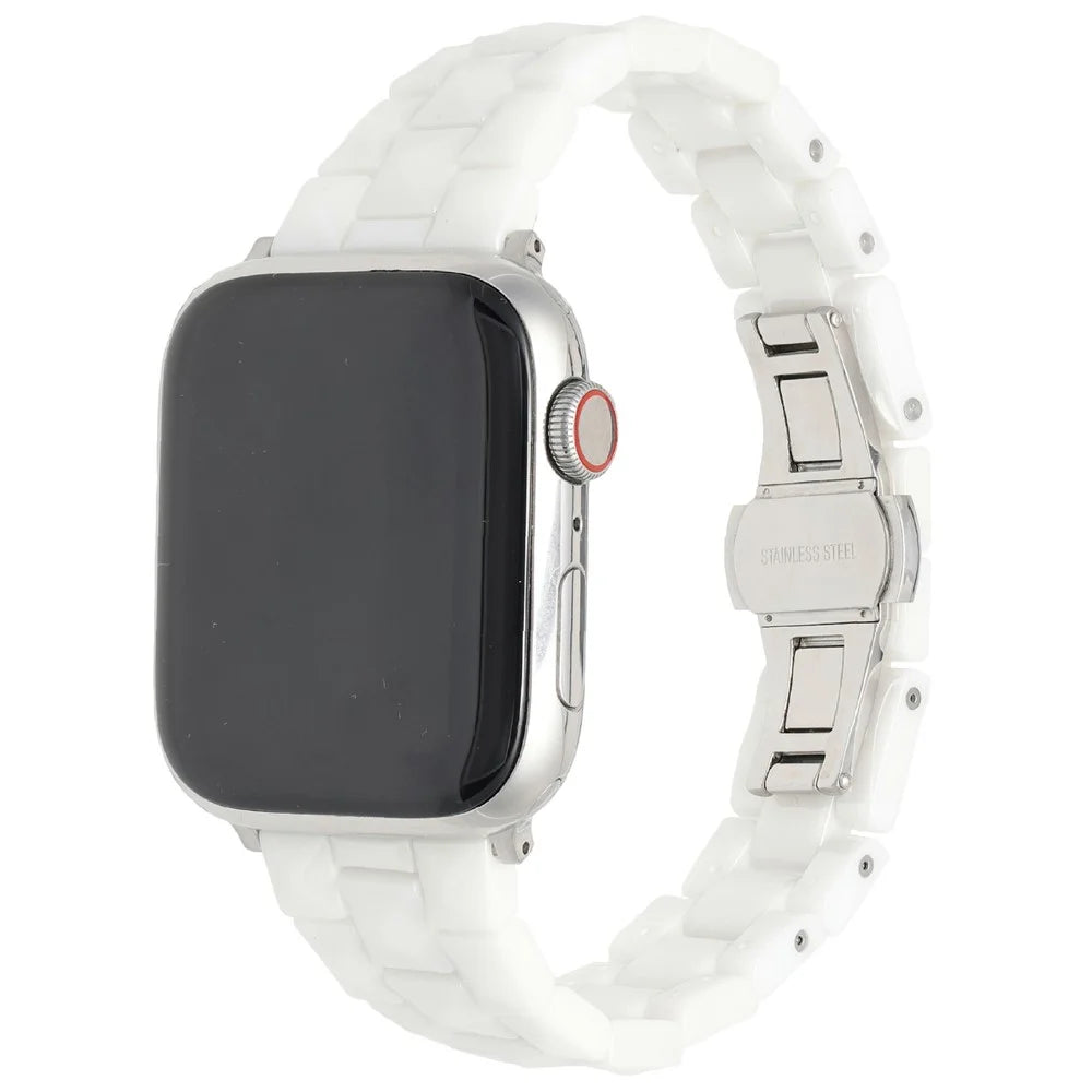 Watch Band For Apple Watch Series 11 10 42mm / 9 8 7 41mm / SE3 SE2 SE 6 5 4 40mm / 3 2 1 38mm Ceramic Rhombus Grid Pattern Strap - White - 2