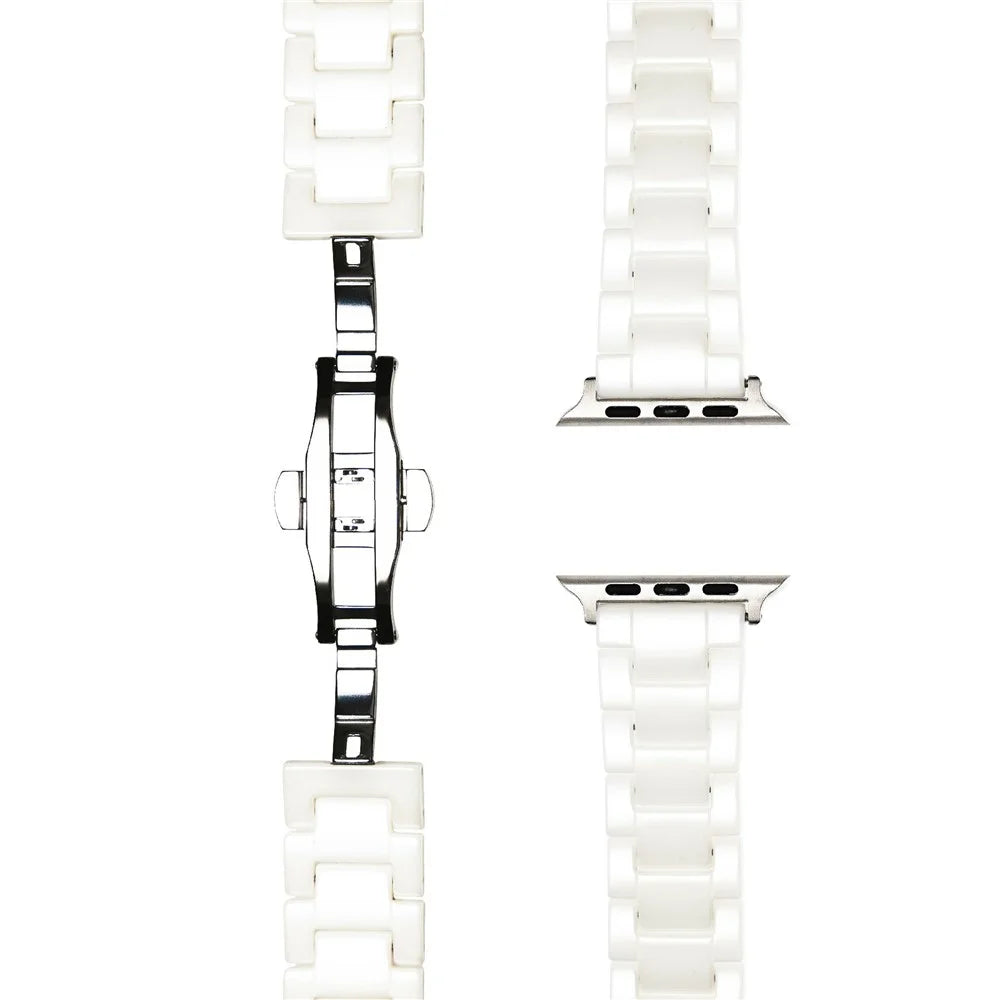 Watch Band For Apple Watch Series 11 10 42mm / 9 8 7 41mm / SE3 SE2 SE 6 5 4 40mm / 3 2 1 38mm Ceramic Bead Strap - White - 3