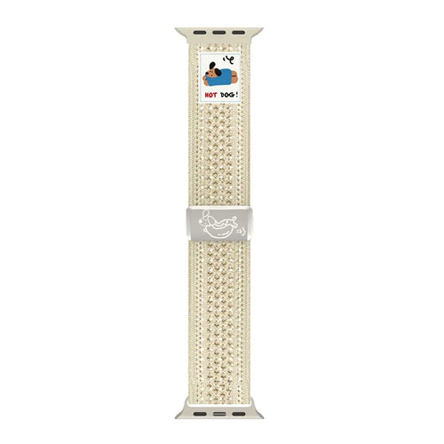 Watch Band For Apple Watch Series 11 10 42mm / 9 8 7 41mm / SE3 SE2 SE 6 5 4 40mm / 3 2 1 38mm Hot Dog Knitted Fabric Magnetic Strap - Starlight - 1