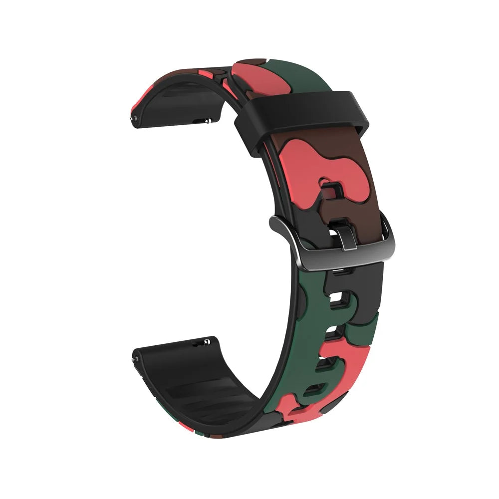 20MM Stylish Camouflage Pattern Flexible Silicone Watch Strap for Samsung Galaxy Watch4 Classic 46mm 42mm/Watch4 44mm 40mm/Polar Ignite - Red - 2