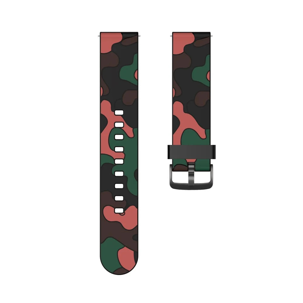 20MM Stylish Camouflage Pattern Flexible Silicone Watch Strap for Samsung Galaxy Watch4 Classic 46mm 42mm/Watch4 44mm 40mm/Polar Ignite - Red - 3