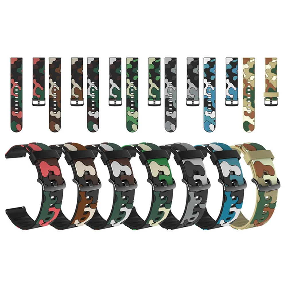 20MM Stylish Camouflage Pattern Flexible Silicone Watch Strap for Samsung Galaxy Watch4 Classic 46mm 42mm/Watch4 44mm 40mm/Polar Ignite - Red - 5