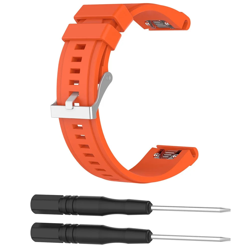 For Garmin Fenix 6X Replacement Strap Quick Release Silicone Watch Band (MOQ: 10Pcs) - Orange - 2