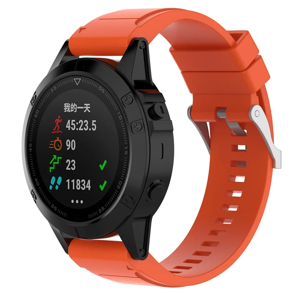 For Garmin Fenix 6X Replacement Strap Quick Release Silicone Watch Band (MOQ: 10Pcs) - Orange - 5