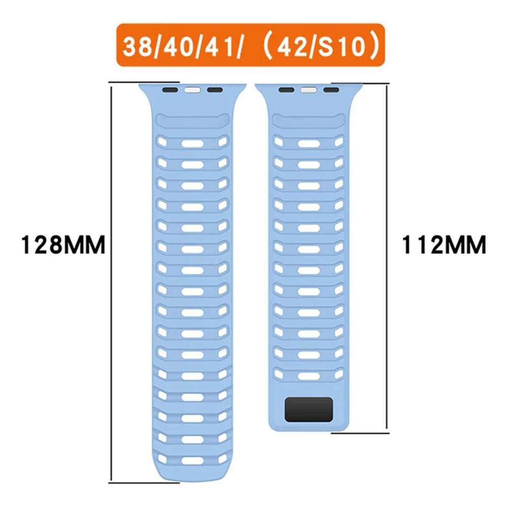 Silicone Strap for Apple Watch Series 11 10 42mm / 9 8 7 41mm / SE3 SE2 SE 6 5 4 40mm / 3 2 1 38mm Stylish Magnetic Watch Band - White+Blue - 5