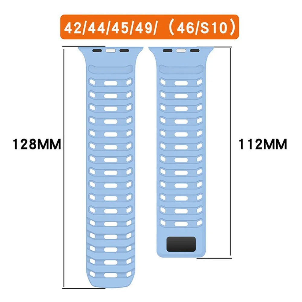 Silicone Strap for Apple Watch Ultra 3 2 1 49mm / Series 11 10 46mm / 9 8 7 45mm / SE3 SE2 SE 6 5 4 44mm / 3 2 1 42mm Stylish Magnetic Watch Band - White+Blue - 5
