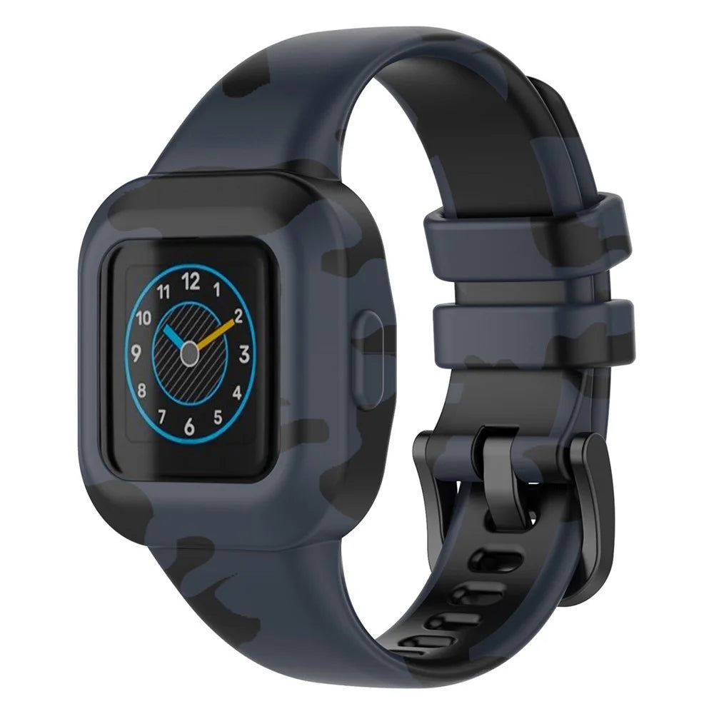 For GarminFit RJ3 / Garmin Vivofit JR3 Pattern Printing Silicone Smart Watch Band Wrist Strap Replacement - Camouflage Grey - 1