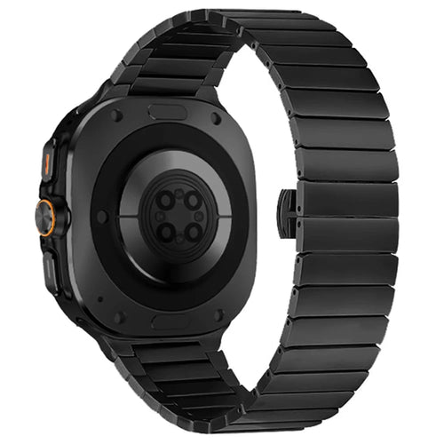 For Samsung Galaxy Watch Ultra2 47mm / Watch Ultra (2025) 47mm / Watch Ultra 47mm Stainless Steel Watch Band 1-Bead Bamboo Link Strap - Black - 1