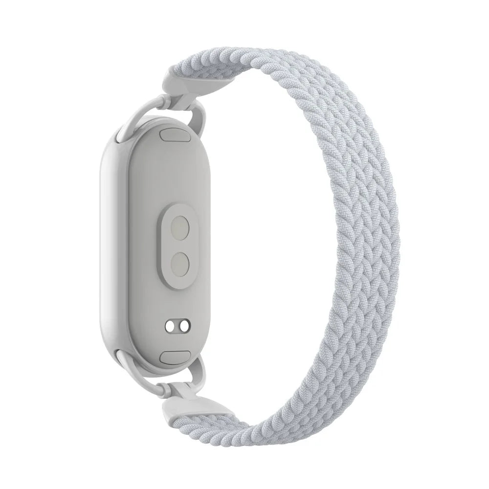Wrist Strap for Xiaomi Smart Band 10 / 9 / 8 Nylon Woven Watch Band with Metal Connector, Size M - White - 1