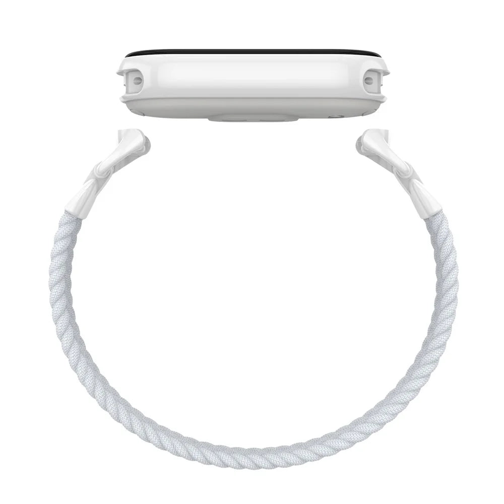 Wrist Strap for Xiaomi Smart Band 10 / 9 / 8 Nylon Woven Watch Band with Metal Connector, Size M - White - 2
