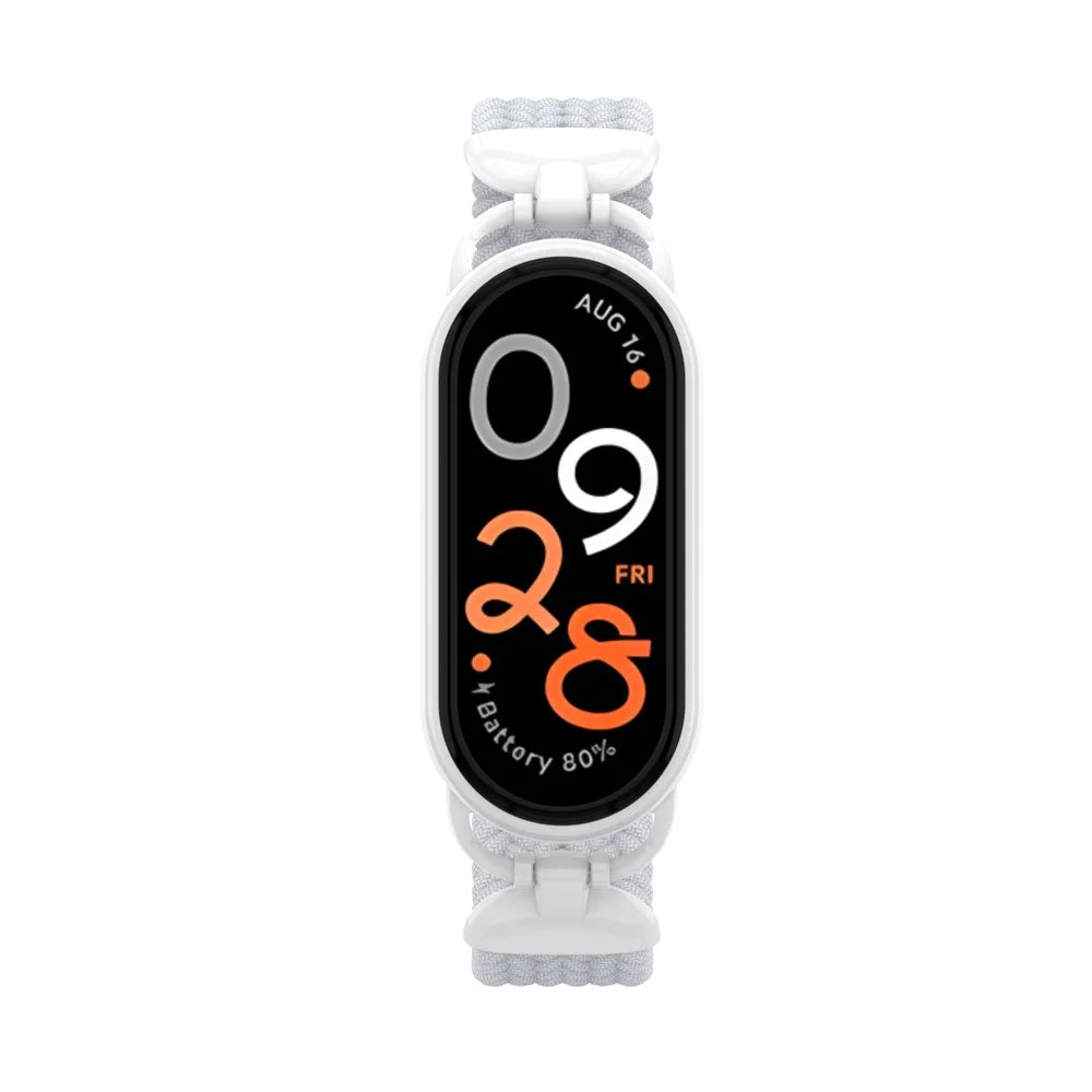 Wrist Strap for Xiaomi Smart Band 10 / 9 / 8 Nylon Woven Watch Band with Metal Connector, Size M - White - 4