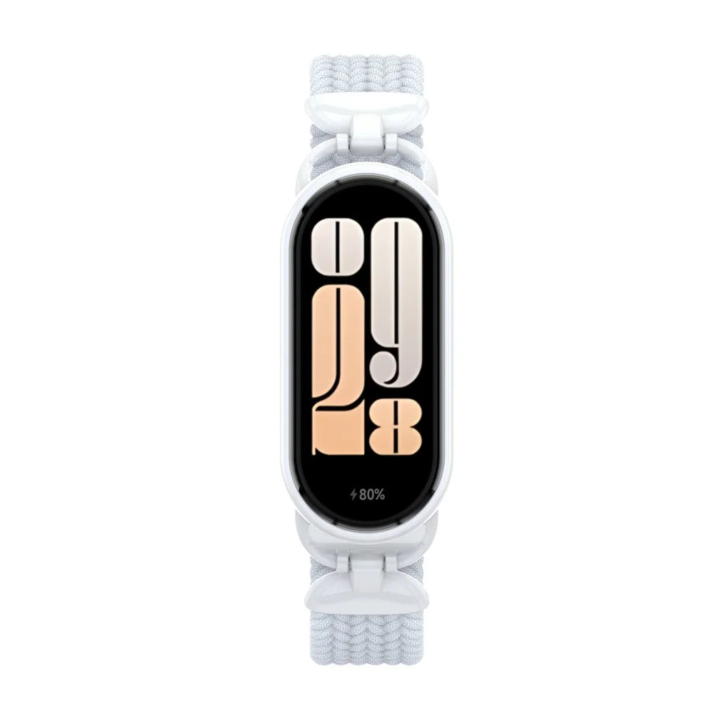 Wrist Strap for Xiaomi Smart Band 10 / 9 / 8 Metal Connector Nylon Woven Watch Band with Buckle - White - 4