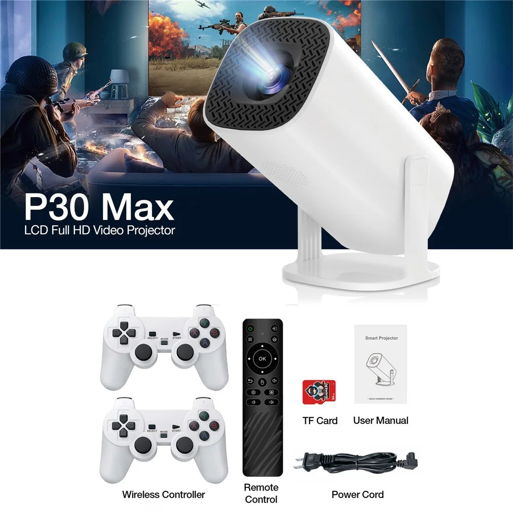 P30MAX Portable Gaming Projector with 2 Controller 720P HD Android 11 36000+ Games Screen Projection Device - EU Plug - 6