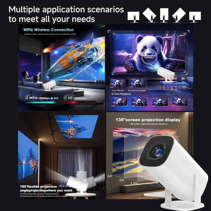 P30Plus Portable Gaming LED Projector 1280x720P 150 ANSI Lumens Android 14 Game Projector - EU Plug - 2