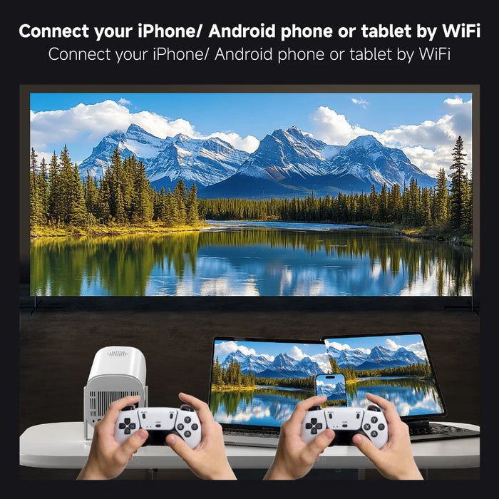 P30Plus Portable Gaming LED Projector 1280x720P 150 ANSI Lumens Android 14 Game Projector - EU Plug - 5