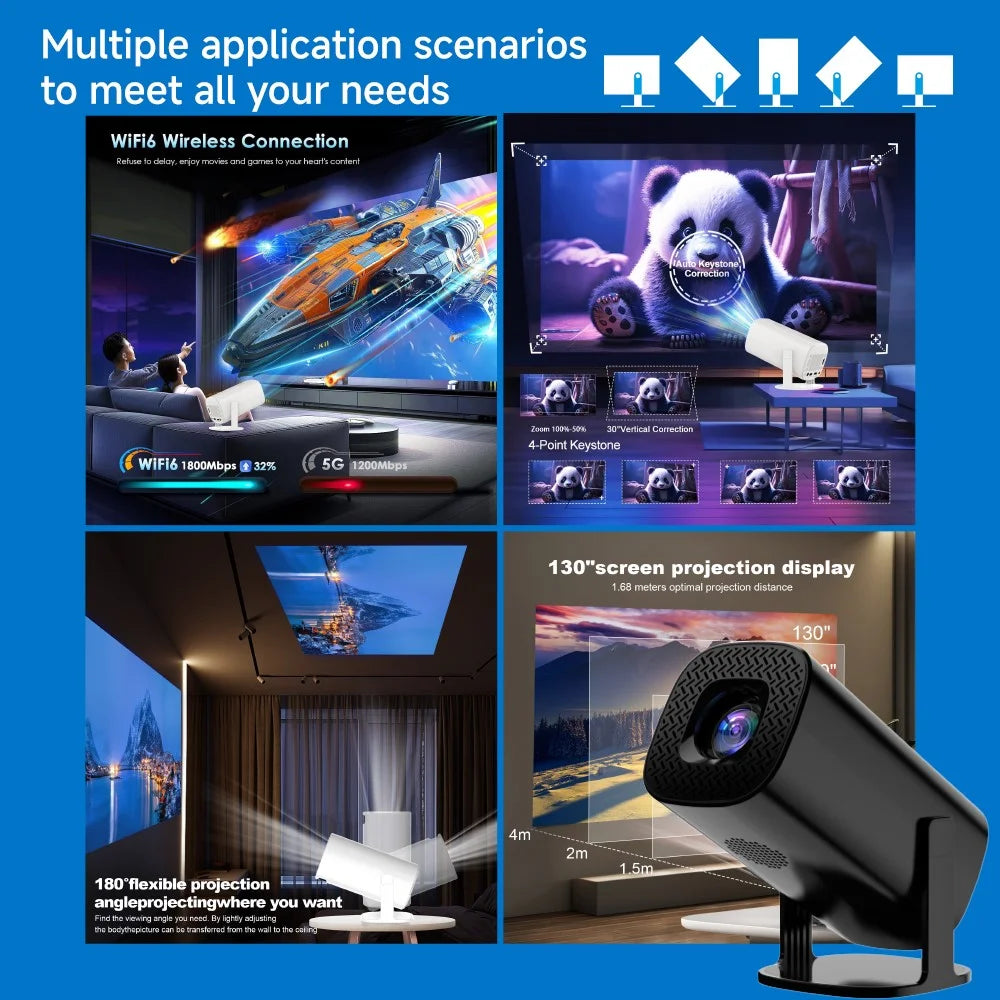 P30 Ultra Portable LED Gaming Projector 150 ANSI Lumens Android 11 WiFi Bluetooth-Compatible Game Projector - EU Plug - 4