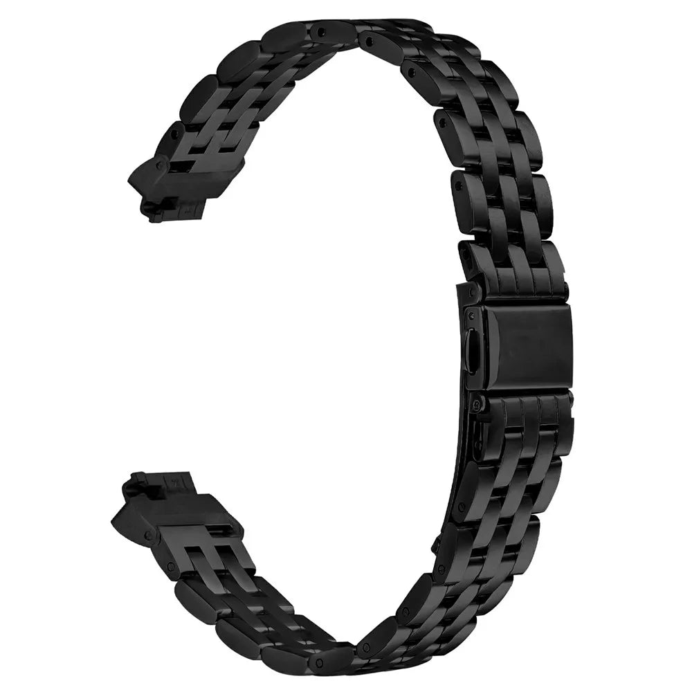 For Fitbit Inspire 2  /  Fitbit Inspire Stainless Steel Watch Band Slingshot Clasp Adjustable Wrist Strap - Black - 1