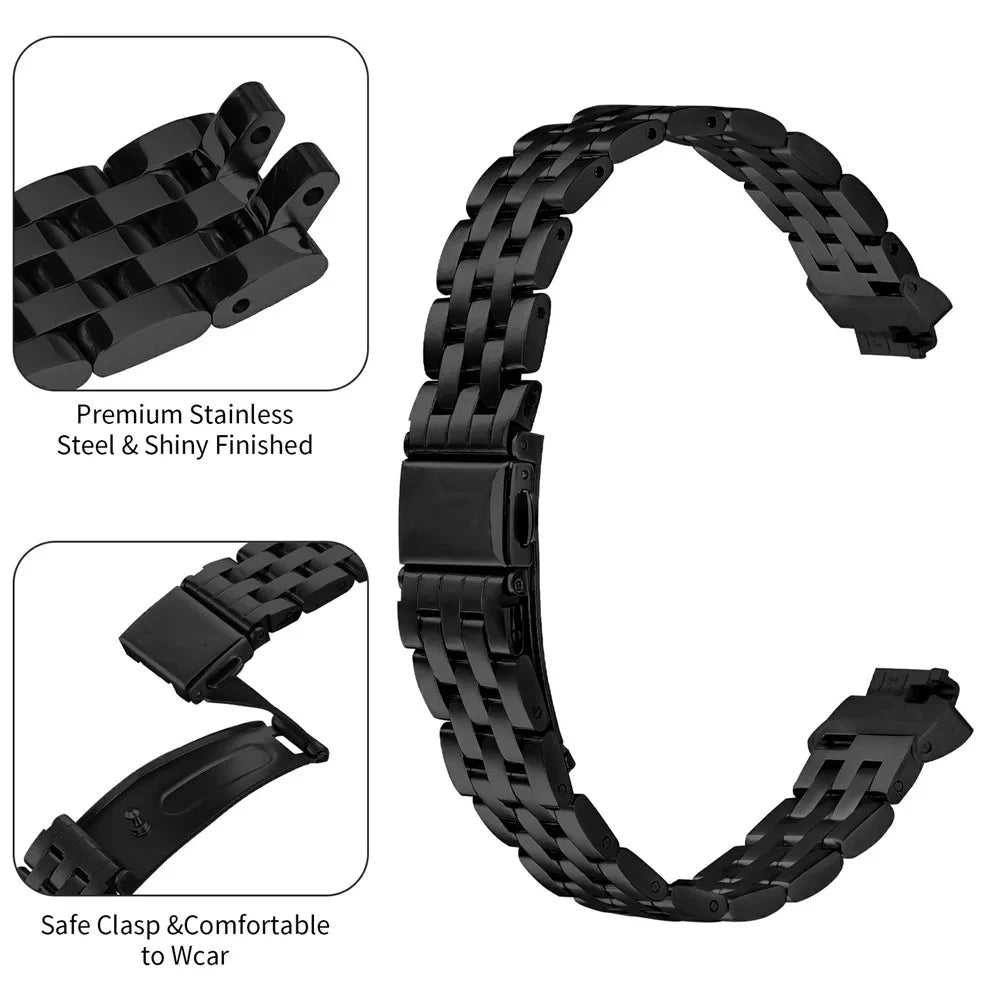 For Fitbit Inspire 2  /  Fitbit Inspire Stainless Steel Watch Band Slingshot Clasp Adjustable Wrist Strap - Black - 3