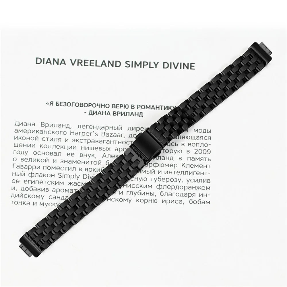 For Fitbit Inspire 2  /  Fitbit Inspire Stainless Steel Watch Band Slingshot Clasp Adjustable Wrist Strap - Black - 6
