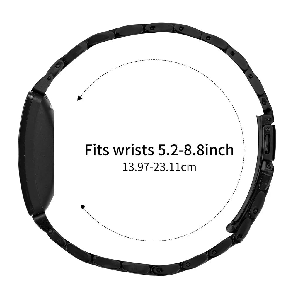 For Fitbit Inspire 2  /  Fitbit Inspire Stainless Steel Watch Band Slingshot Clasp Adjustable Wrist Strap - Black - 7