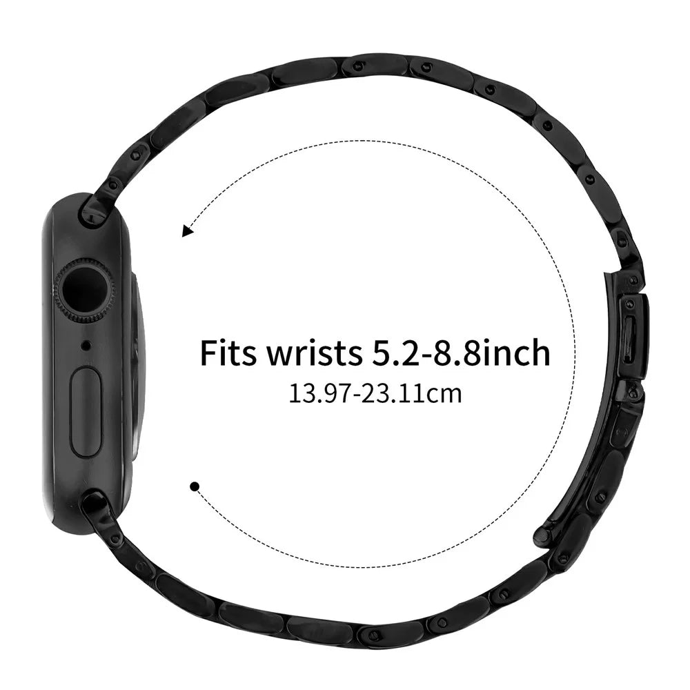 Stainless Steel Watch Band For Apple Watch Series 11 10 42mm / 9 8 7 41mm / SE3 SE2 SE 6 5 4 40mm / 3 2 1 38mm Slingshot Clasp Wrist Strap - Black - 7