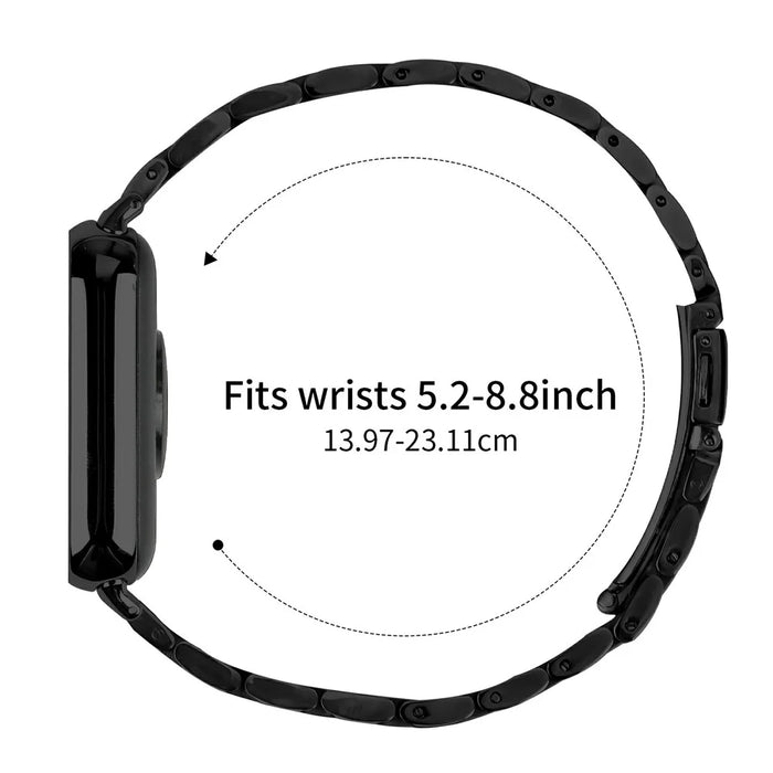 For Xiaomi Smart Band 10 Pro / 9 Pro / 8 Pro / Redmi Watch 6 / 5 / 4 Stainless Steel Watch Band Slingshot Clasp Adjustable Wrist Strap - Black - 7
