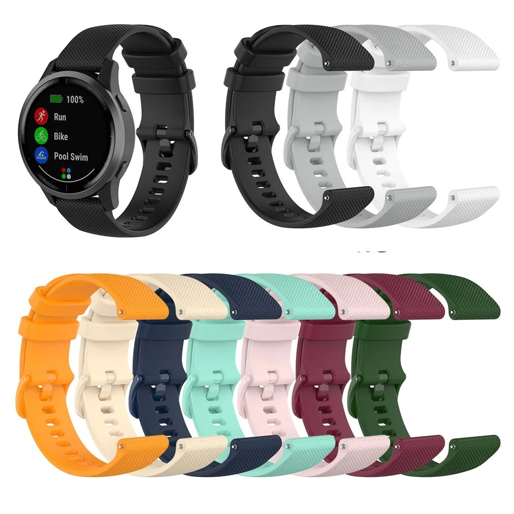 Solid Color Watchband Adjustable Smart Watch Strap 22mm for Garmin Forerunner 570 47mm / Venu 3 / 2 / Vivoactive 4 / Forerunner 265 - Black - 7