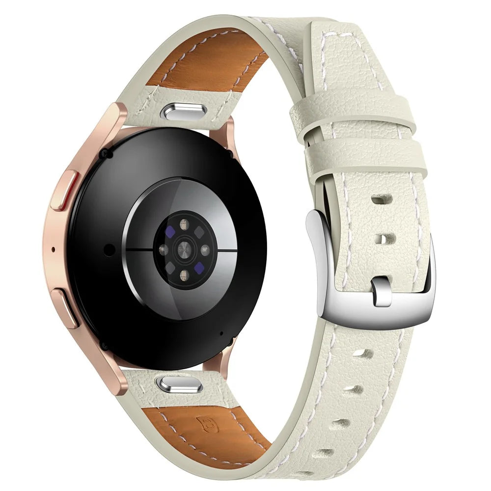 For Huawei Watch GT 5 41mm Watch Band 18mm Adjustable Genuine Cow Leather Strap - Beige - 1