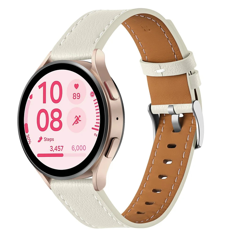 For Huawei Watch GT 5 41mm Watch Band 18mm Adjustable Genuine Cow Leather Strap - Beige - 2