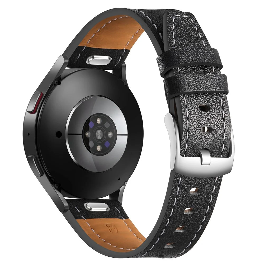 For Huawei Watch GT 5 46mm Watch Band 22mm Adjustable Genuine Cow Leather Strap - Black - 1