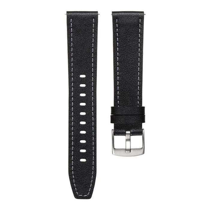 For Huawei Watch GT 5 46mm Watch Band 22mm Adjustable Genuine Cow Leather Strap - Black - 3