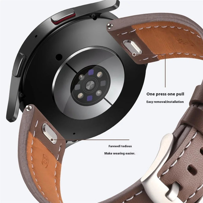 For Huawei Watch GT 5 46mm Watch Band 22mm Adjustable Genuine Cow Leather Strap - Black - 4