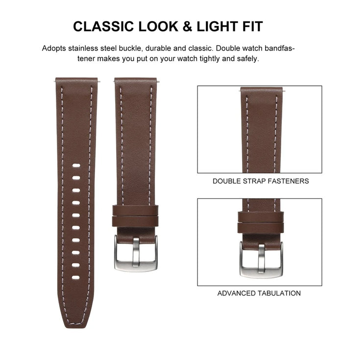For Huawei Watch GT 5 46mm Watch Band 22mm Adjustable Genuine Cow Leather Strap - Black - 5