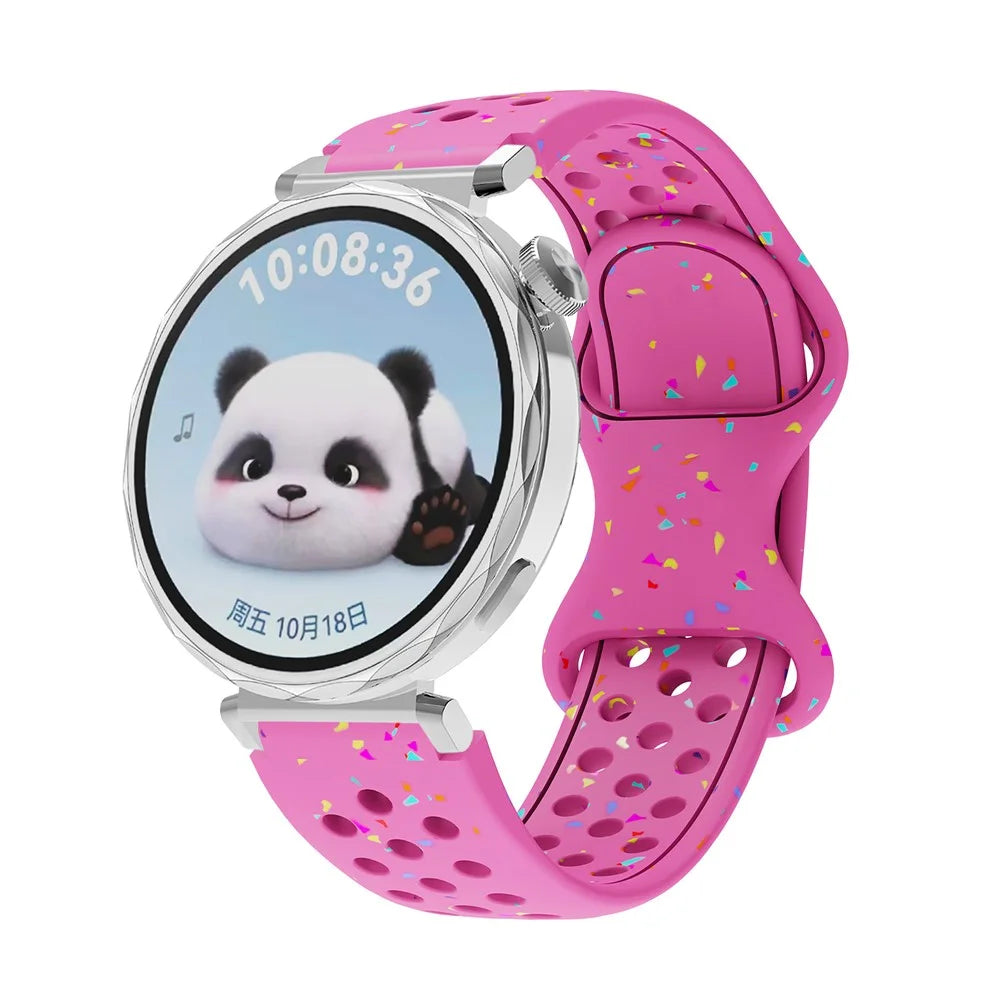 18mm Replacement Strap for Huawei Watch GT 5 41mm / GT 4 41mm Color Dot Silicone Watch Band Multi Hole Design - Rose - 2