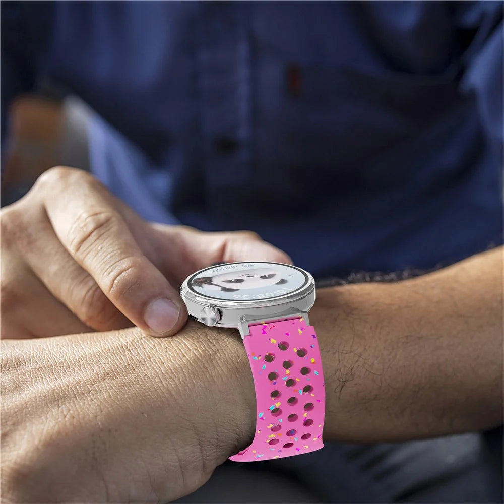 18mm Replacement Strap for Huawei Watch GT 5 41mm / GT 4 41mm Color Dot Silicone Watch Band Multi Hole Design - Rose - 5