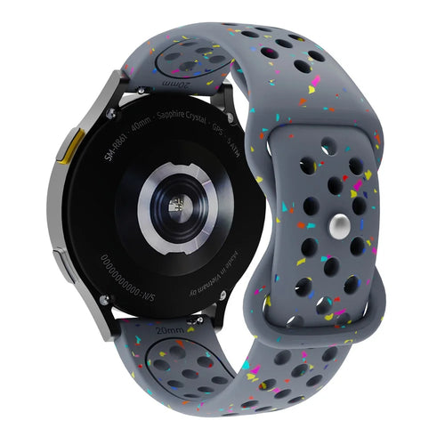 20mm Replacement Strap for Samsung Galaxy Watch7 44mm / 40mm Color Dot Silicone Watch Band Multi Hole Design - Grey Blue - 1